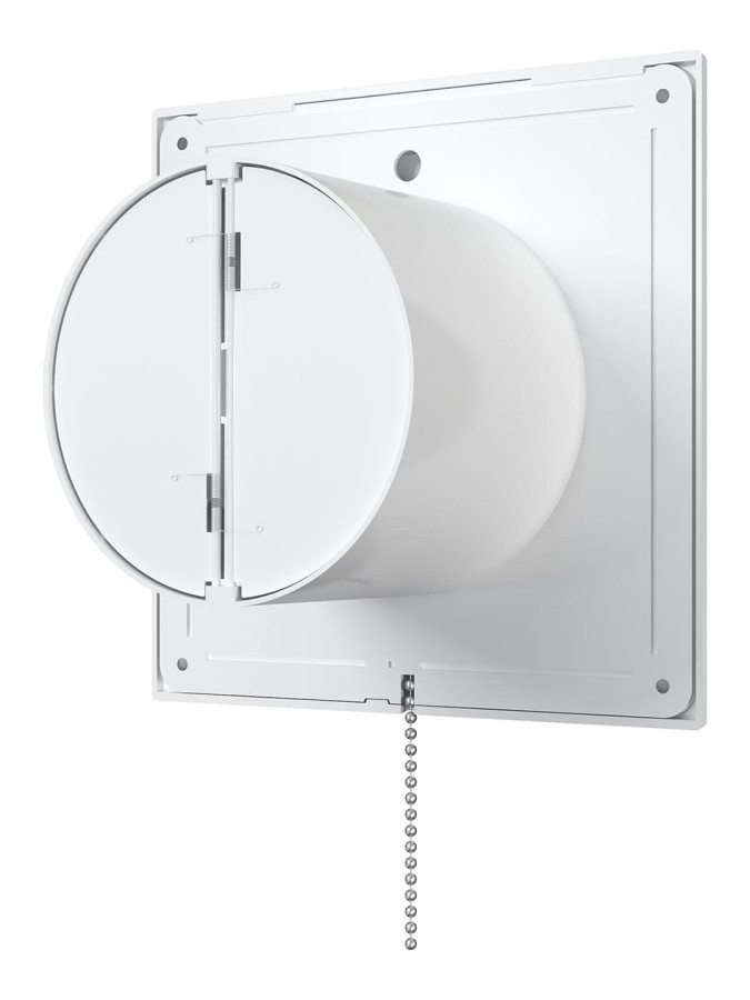 SLIM 4C-02, Вентилятор осевой вытяжной с обратным клапаном, шнуровым тяговым выключателем D 100 SLIM 4C-02