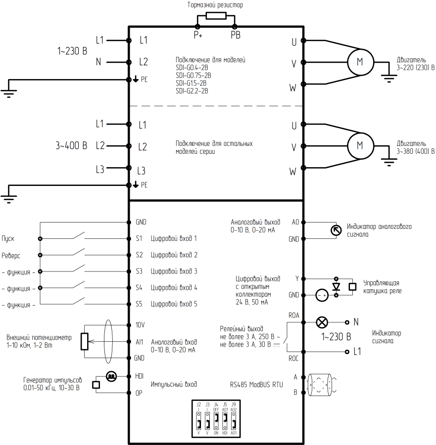 Частотный преобразователь INSTART SDI-G2.2-4B, 2,2кВт, 380В (5,1 А) SDI-G2.2-4B