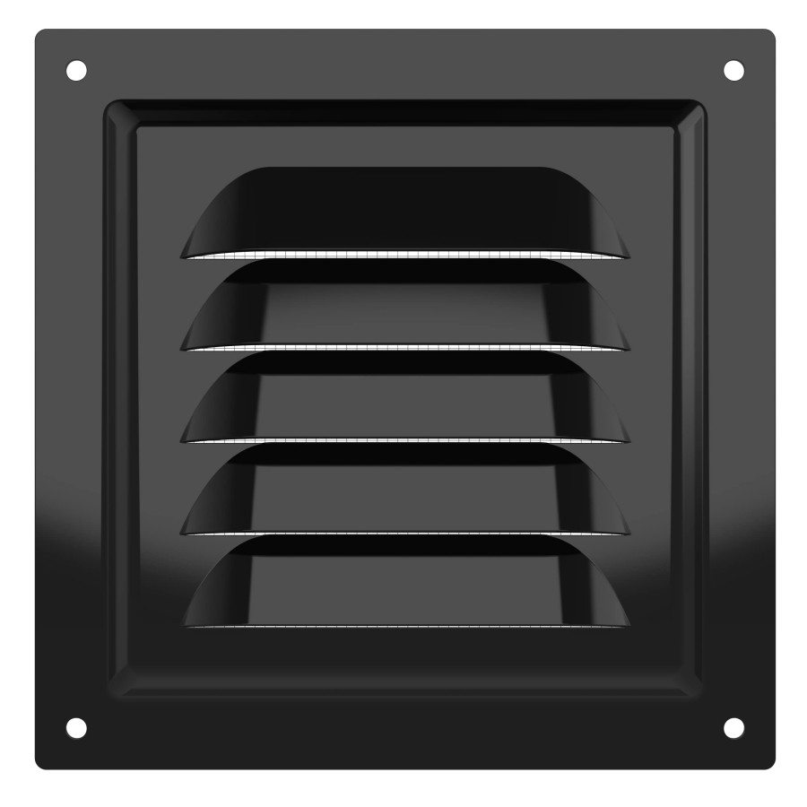1212МЭ Black, Решетка вентиляционная с покрытием полимерной эмалью 125х125, Черная 1212МЭ Black