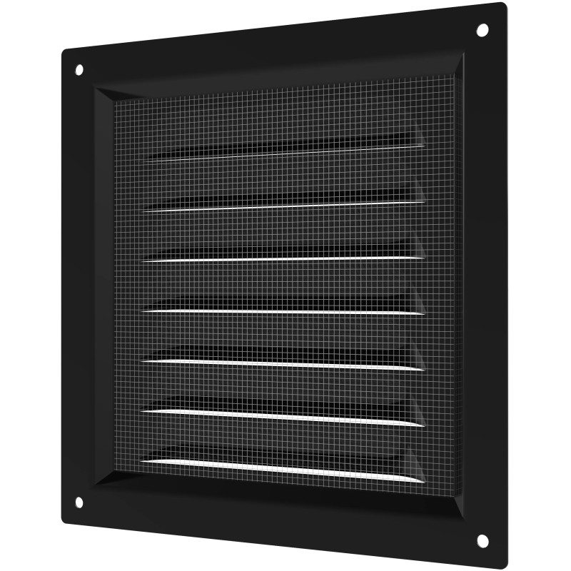 1515МЭ Black, Решетка вентиляционная с покрытием полимерной эмалью 150х150, Черная 1515МЭ Black