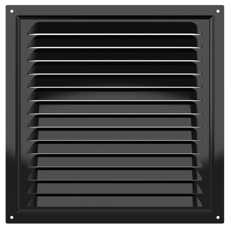 2525МЭ Black, Решетка вентиляционная с покрытием полимерной эмалью 250х250, Черная 2525МЭ Black