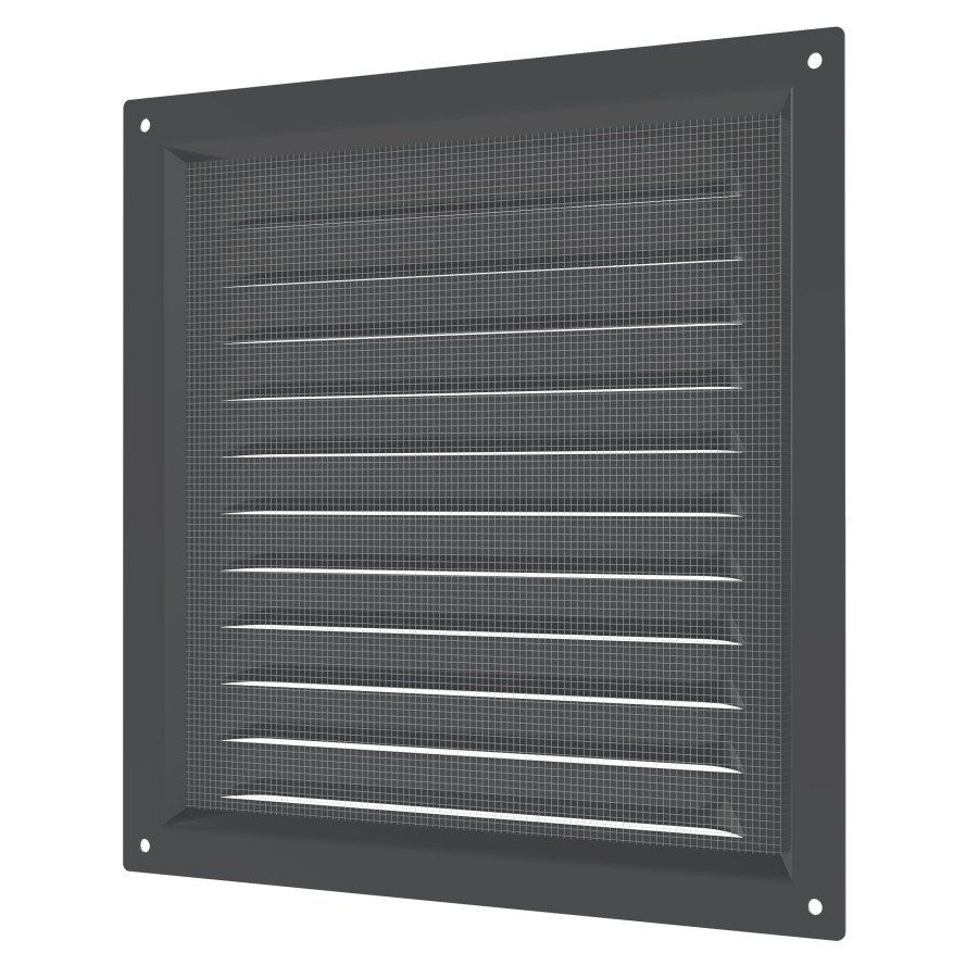 2020МЭ Gray, Решетка вентиляционная с покрытием полимерной эмалью 200х200, Серая 2020МЭ Gray