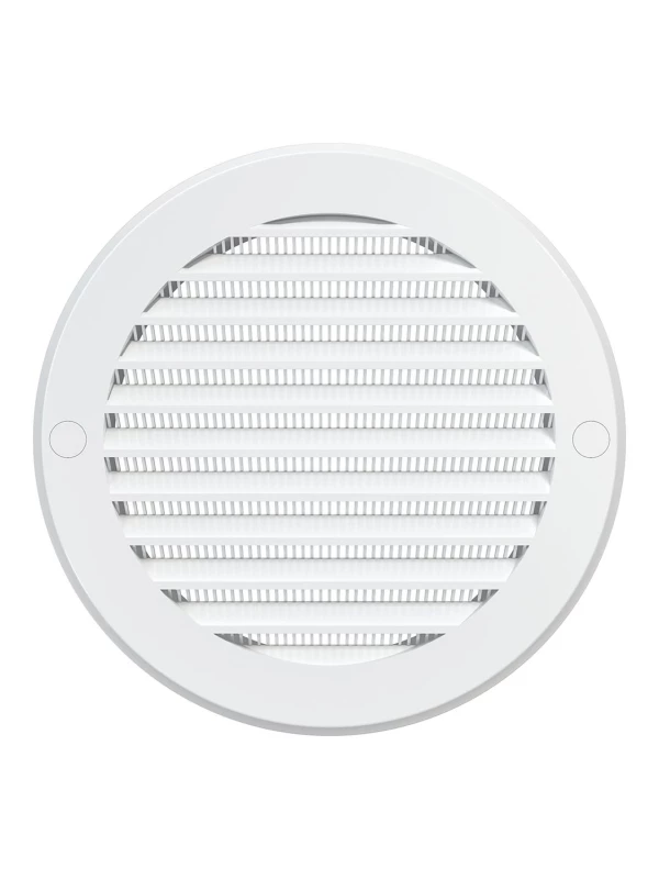 Решетка вентиляционная круглая с пластиковой сеткой D161 вытяжная АБС с фланцем D125, 12РКС 12РКС