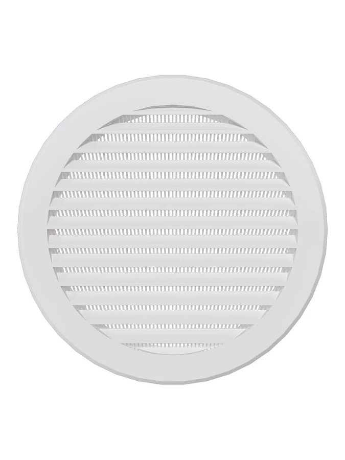 Решетка вентиляционная круглая с пластиковой сеткой D200 вытяжная АБС с фланцем D160,16РКС 16РКС