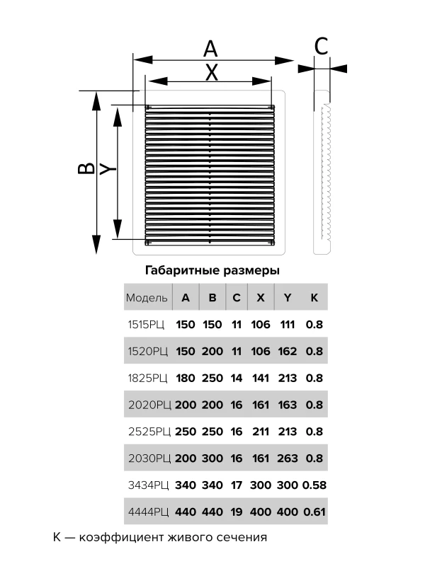 Решетка вентиляционная вытяжная АБС 440х440, 4444РЦ 4444РЦ