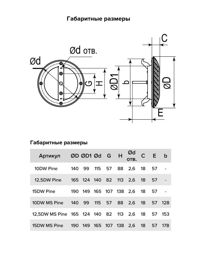 12,5DW pine,, Анемостат приточно-вытяжной регулируемый для бань и саун, с фланцем D125 (СОСНА) 12,5DW