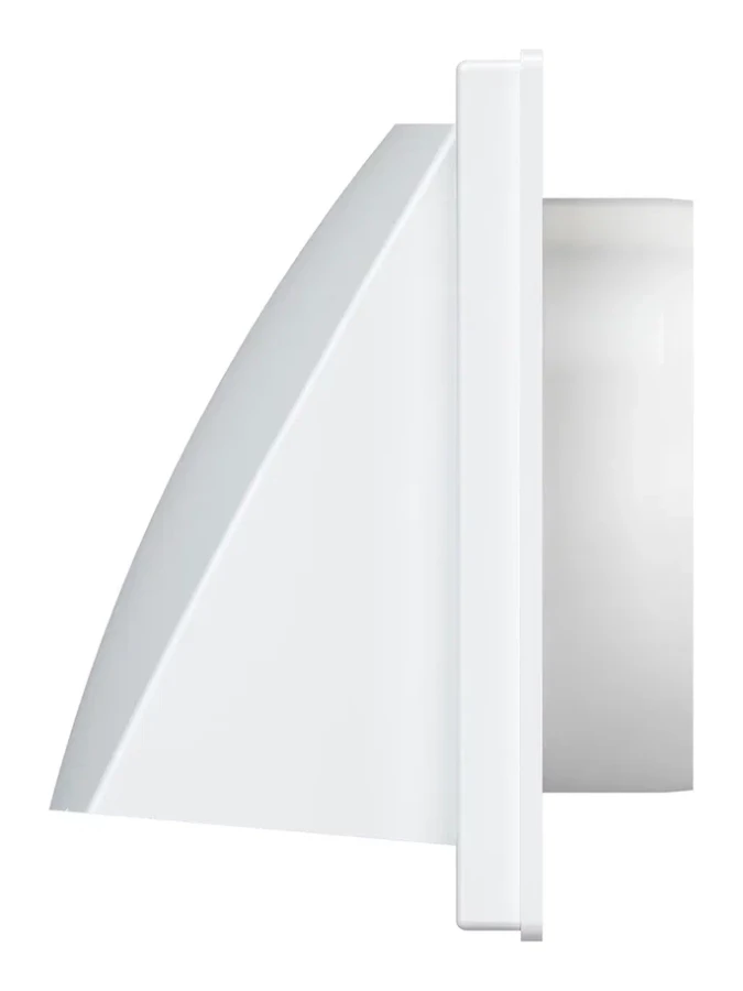 1515К10ФВ, Выход стенной вытяжной с обратным клапаном 150х150 с фланцем D100, ASA, бел 1515К10ФВ