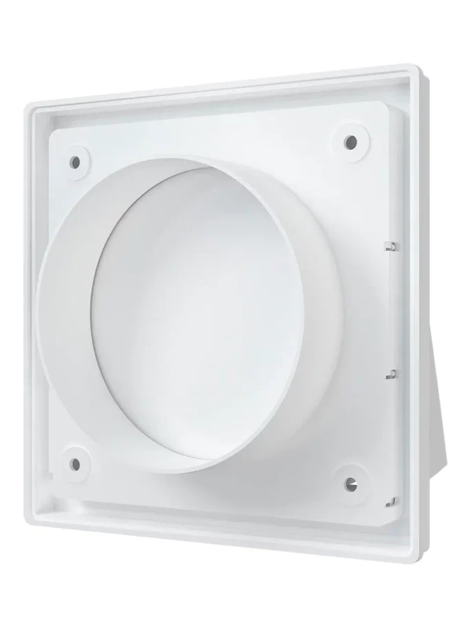 1515К10ФВ, Выход стенной вытяжной с обратным клапаном 150х150 с фланцем D100, ASA, бел 1515К10ФВ