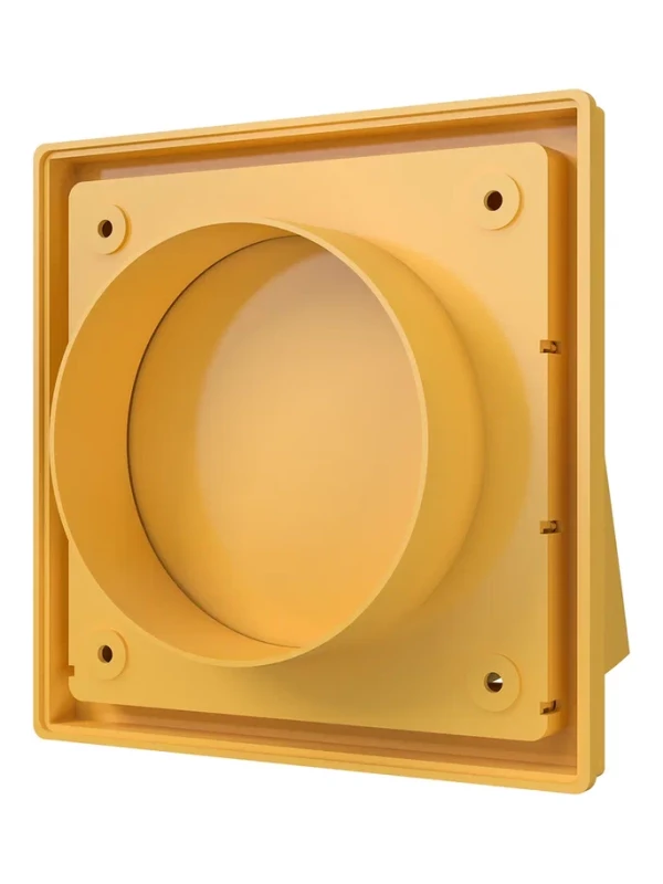 1515К10ФВ беж, Выход стенной вытяжной с обратным клапаном 150х150 с фланцем D100, ASA, беж 1515К10ФВ беж