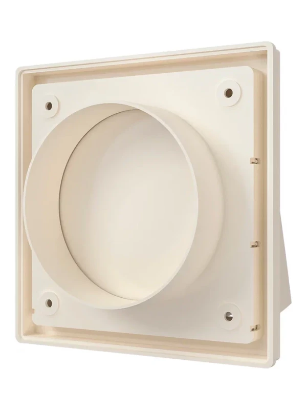 1515К10ФВ Ivory, Выход стенной вытяжной с обратным клапаном 150х150 с фланцем D100, ASA 1515К10ФВ ivory