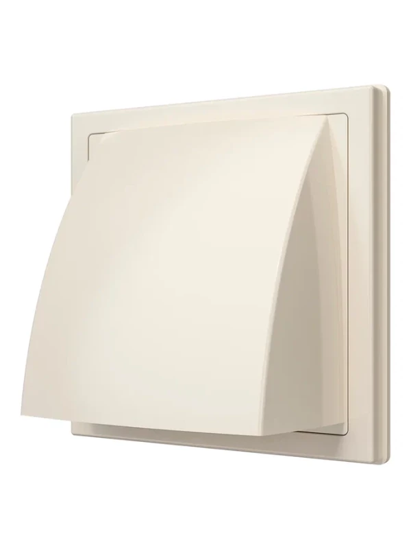 1515К12,5ФВ Ivory, Выход стенной вытяжной с обратным клапаном 150х150 с фланцем D125, ASA 1515К12,5ФВ ivory