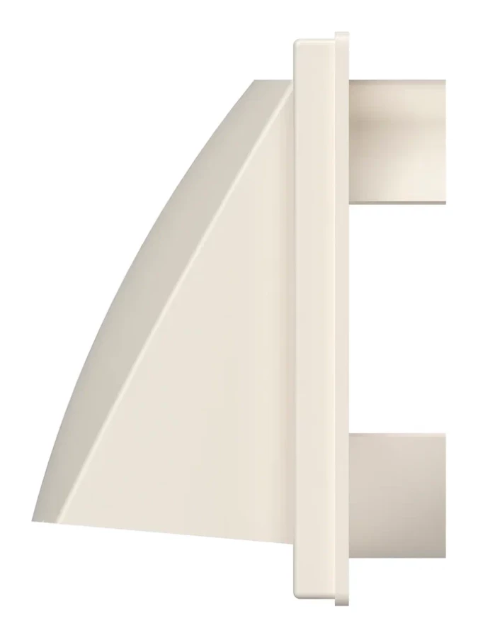 1515К12,5ФВ Ivory, Выход стенной вытяжной с обратным клапаном 150х150 с фланцем D125, ASA 1515К12,5ФВ ivory