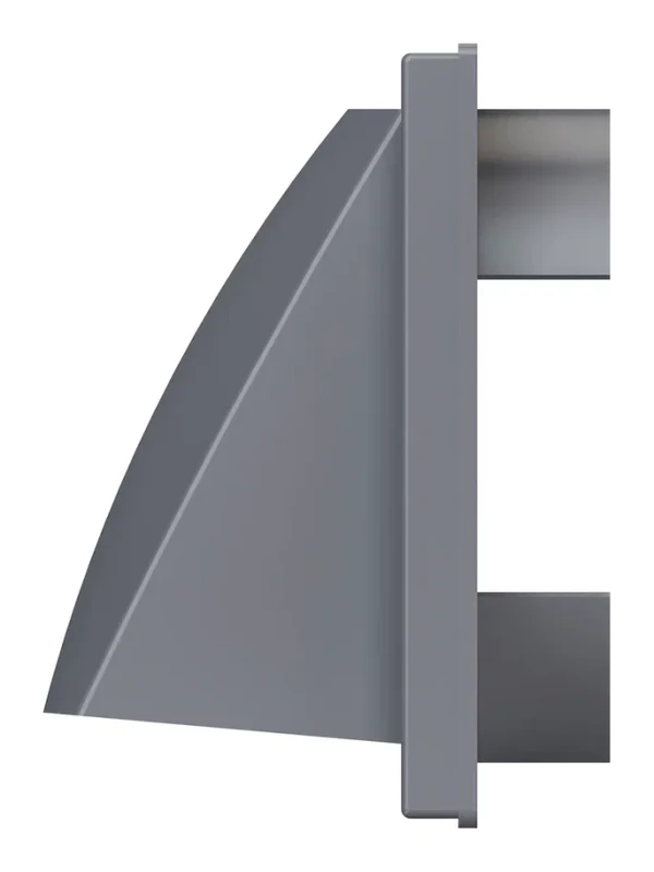 1515К12,5ФВ сер, Выход стенной вытяжной с обратным клапаном 150х150 с фланцем D125, ASA, серый 1515К12,5ФВ сер