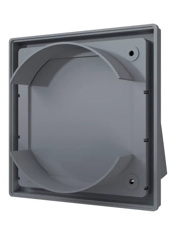 1515К12,5ФВ сер, Выход стенной вытяжной с обратным клапаном 150х150 с фланцем D125, ASA, серый 1515К12,5ФВ сер