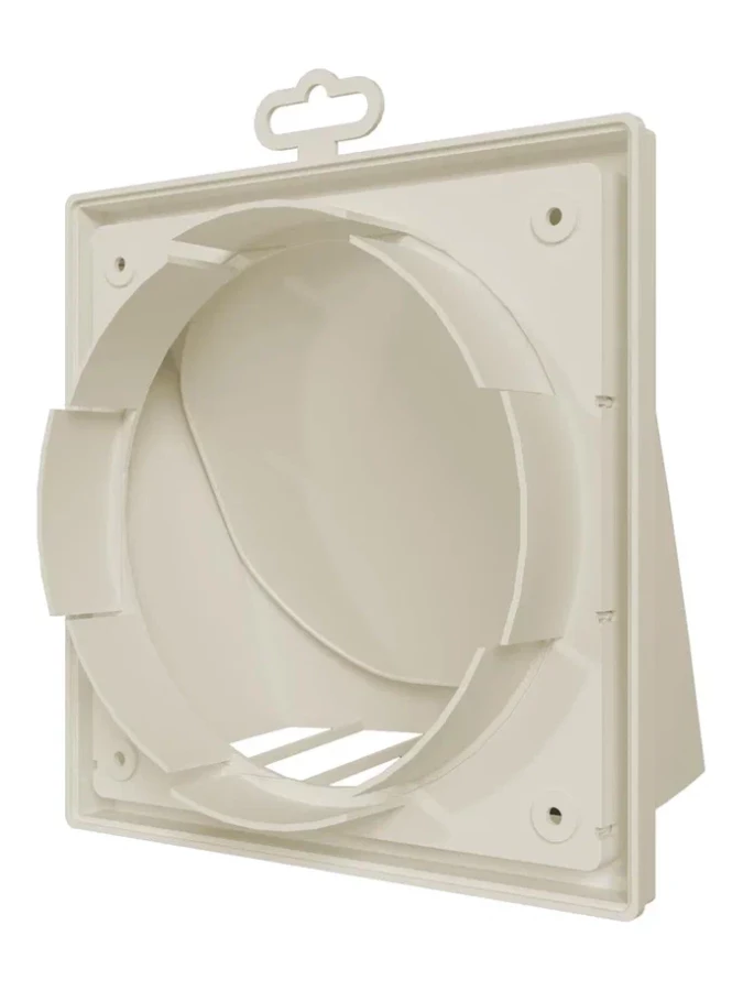 1919К15.16ФВ Ivory, Выход стенной вытяжной с обратным клапаном 190х190 с фланцем D150/160, ASA 1919К15.16ФВ Ivory