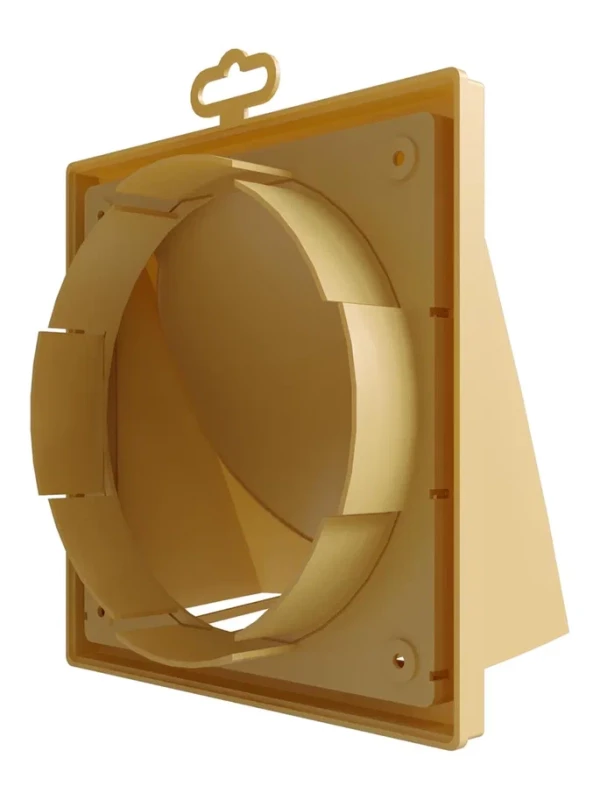 1919К15.16ФВ беж, Выход стенной вытяжной с обратным клапаном 190х190 с фланцем D150/160, ASA, беж 1919К15.16ФВ беж