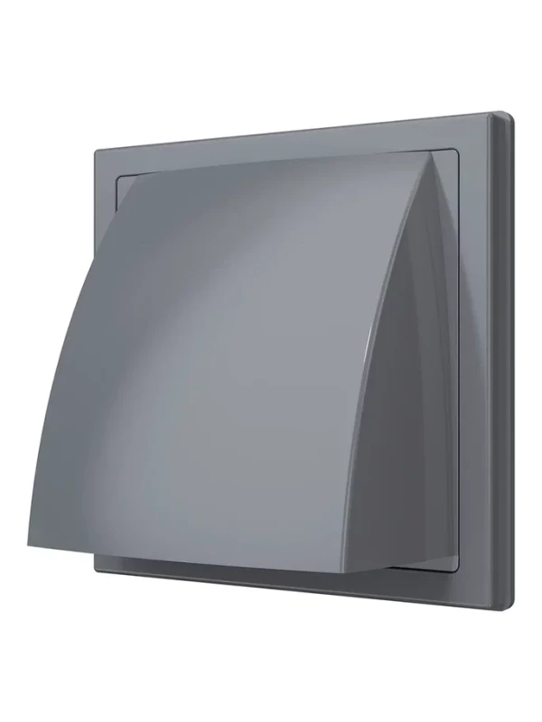 1919К15.16ФВ сер, Выход стенной вытяжной с обратным клапаном 190х190 с фланцем D150/160, ASA, сер 1919К15.16ФВ сер