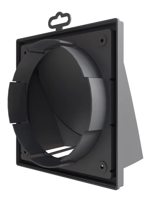 1919К15.16ФВ сер, Выход стенной вытяжной с обратным клапаном 190х190 с фланцем D150/160, ASA, сер 1919К15.16ФВ сер