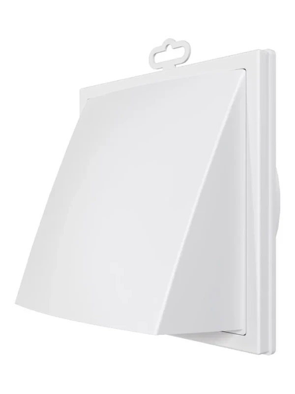 1919К15.16ФВ, Выход стенной вытяжной с обратным клапаном 190х190 с фланцем D150/160, ASA, бел 1919К15.16ФВ