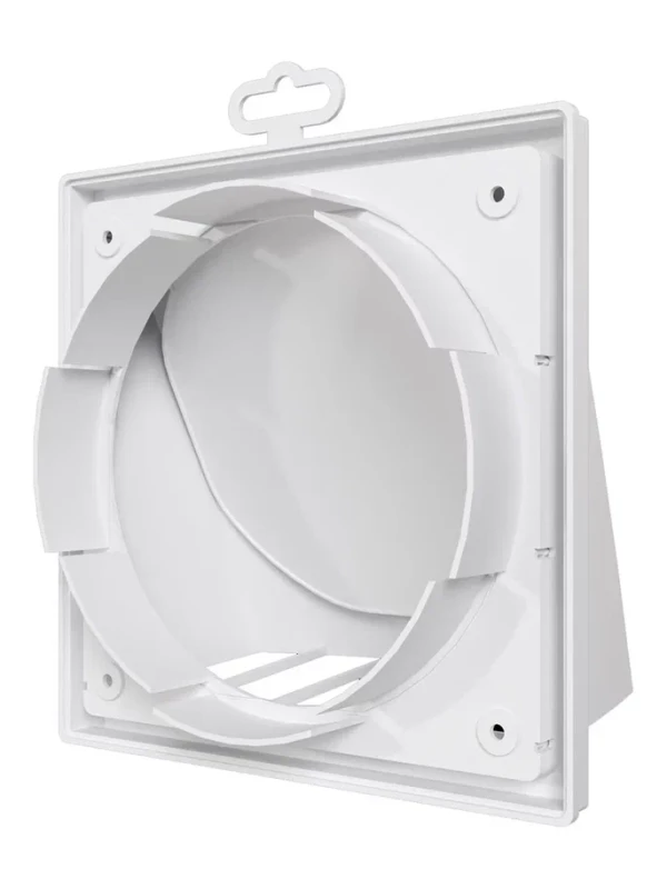 1919К15.16ФВ, Выход стенной вытяжной с обратным клапаном 190х190 с фланцем D150/160, ASA, бел 1919К15.16ФВ