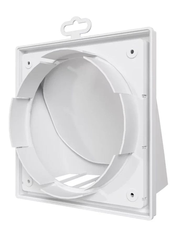 1919К15.16ФВ, Выход стенной вытяжной с обратным клапаном 190х190 с фланцем D150/160, ASA, бел 1919К15.16ФВ