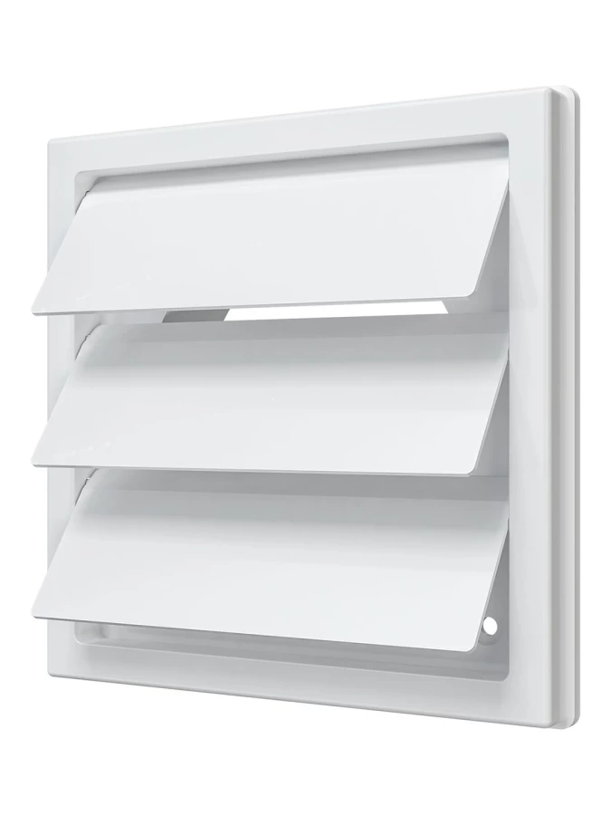 1515К10Ф, Решетка приточно-вытяжная с гравитационными жалюзи  ASA 150х150 с фланцем D100, бел. 1515К10Ф
