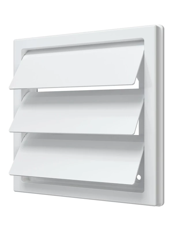 1515К12,5Ф, Решетка приточно-вытяжная с гравитационными жалюзи 150х150 с фланцем D125,ASA, бел. 1515К12,5Ф