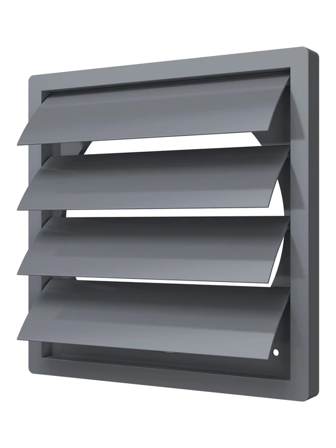 2929К25Ф сер, Выход стенной КФ фланец D250 жалюзи 294х294 ASA, сер 2929К25Ф сер.